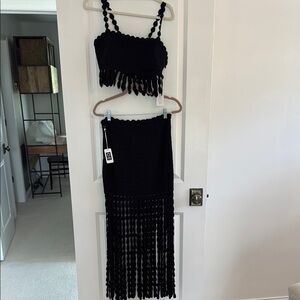 SAYLOR Elegant Black Crochet Ensemble
